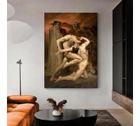 GKUVBF Vintage Dante et Virgile en Enfer William Adolphe Bouguereau Affiche Antique Toile Peinture Reproduction Impression Décoration Murale 70x105cm Sans Cadre