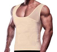 GKVK Débardeur amincissant pour homme - Haut de compression - Abdomen - beige - Taille S