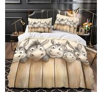GKWEQPQWK ânes drôles Impression 3D 3 pièces Housse de Couette Illustration d'animal de Dessin animé Housse de Courtepointe Microfibre Doux Respirant pour bébés Filles Adultes Double（200x200cm）
