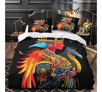 GKWEQPQWK mythische Königin 3D-Bedruckt 3er-Set Steppbezug lebendige Fantasy-Kunst Kuschelbezug Mikrofaser Hypoallergen Staubmilbenfest für Kleinkinder Jungen Frauen King（220x240cm）