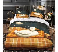 GKWEQPQWK Süße Ente schläft 3D-Druck 3er-Set Bettdeckenbezug gemütliche Illustration für Die Nacht Kuschelbezug Mikrofaser Reißverschluss Atmungsaktiv für Kinder Mädchen Erwachsene King（220x240cm）