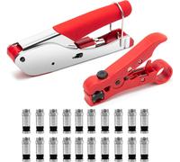 GKWL-Rg59/Rg6 Pince À Sertir,Dénudeur De Câble Coaxiaux Avec 20 Connecteurs F De Compression,Coaxiaux Kit D'Outils De Compression Pour Câbles Satellite,Câbles Coaxial