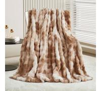 GKXLH Couverture douce et moelleuse - Plaid douillette pour canapé, Couverture en fausse fourrure lapin en peluche, plaid chaud épaisses à bulles pour lit, canapé, chambre à coucher, salon (130x160cm)