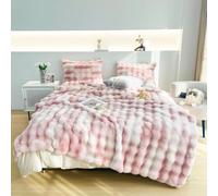 GKXLH Couverture douce et moelleuse - Plaid douillette pour canapé, Couverture en fausse fourrure lapin en peluche, plaid chaud épaisses à bulles pour lit, canapé, chambre à coucher, salon (180x230cm)
