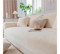 GKXLH Housse de Canapé Lavable - Doux Toison de Lait Housse Canapé 2 3 4 Places, Housse Canape Antidérapant, Housse Canape d'angle Housse de Canapé en L Protecteur de Meubles (Beige Blanc)