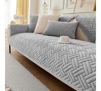 GKXLH Housse de Canapé Nouvelle Lavable - Housses de Canapé en Flanelle Lait Douce 2 3 4 Places, Housse Canapé Antidérapantes, Housse canape d'angle Protection pour Meubles de Salon (Gris Clair)