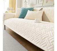 GKXLH Housse de Canapé Nouvelle Lavable - Housses de Canapé en Flanelle Lait Douce 2 3 4 Places, Housse Canapé Antidérapantes, Housse canape d'angle Protection pour Meubles de Salon (Beige Blanc)