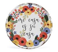 GKYAN Plaque ronde en métal Mi Casa Es Su Casa - Couronne de cactus floral - Plaque vintage amusante - Décoration murale rétro pour Noël, Halloween, garage - 30,5 x 30,5 cm - wje-A01