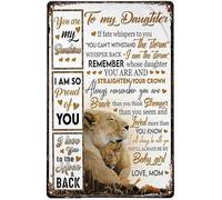 GKYAN Wje-A01 Plaque en métal pour fête des pères Inscription Wolf Family Mom To My Daughter Always Remember You Are Brave Than You Think Mom Lovers Hug