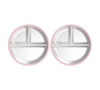 GKYQVE Assiettes sécurisées en acier inoxydable avec ventouse en silicone - Résistant à la chaleur - Nettoyage facile - Ustensiles de cuisine polyvalents - Plateau en acier inoxydable