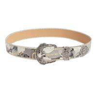 GKYQVE Ceinture occidentale esthétique pour robe pantalon ethnique en relief imprimé fleur ceinture femme fille vintage accessoire de taille western cowgirl, Noir/gris, taille unique