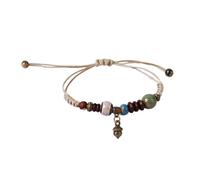 GKYQVE Chaîne de poignet ethnique en céramique tissée à la main - Style unique - Bijou culturel - Taille réglable, taille unique, Comme décrit