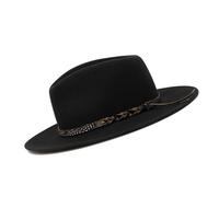 GKYQVE Chapeau à bords plats pour bal masqué, fête, gentleman en laine jazzy avec ceinture en polyuréthane pour adulte concert costume casquettes en laine coiffe festival de musique chapeau