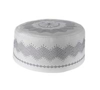GKYQVE Chapeau culturel en coton doux et respirant brodé pour les voyages et les célébrations musulmans, gris clair, M