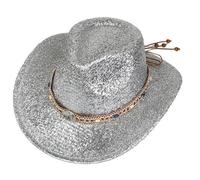 GKYQVE Chapeau de cowboy de vacances à paillettes pour rappeur Panama brillant pour club, carnaval, festival de musique, fête disco cool pour femme