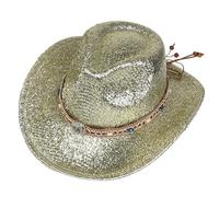 GKYQVE Chapeau de cowboy de vacances à paillettes pour rappeur Panama brillant pour club, carnaval, festival de musique, fête disco cool pour femme