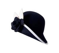 GKYQVE Chapeau Fedoras élégant pour cosplay, fête, bord enroulé, fleur de camélia, pour adulte, carnaval, fête, accessoires en laine Fedoras