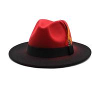GKYQVE Chapeau melon de couleur ombrée pour festival de musique adulte hiver automne unisexe couvre-chef scène danse jazzy fête fournitures de festival de musique, rouge/noir, Taille unique