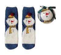 GKYQVE Chaussettes chaudes en polaire corail sur le thème de Noël avec boules décoratives pour fête de famille Motif Père Noël Chaussettes ornementales Boules, a, Taille unique