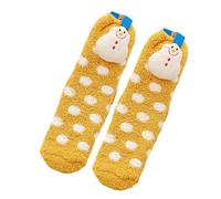 GKYQVE Chaussettes d'hiver en polaire corail pour femme avec motif de dessin animé de Noël, épaisses, thermiques, chaudes et pelucheuses, chaussettes élégantes pour femme, bonhomme de neige, Taille