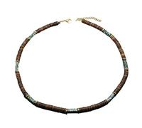 GKYQVE Collier de style ethnique avec coquillage de noix de coco marron et perles en pierre naturelle pour un look unique unisexe tendance, taille unique, Comme décrit, Comme décrit.