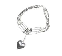 GKYQVE Collier tendance en alliage avec pendentif en forme de cœur et épingle. Convient aux créateurs de tendance qui cherchent à améliorer leur style