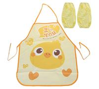 GKYQVE Ensemble de tabliers pour enfants avec deux manches, 4 couleurs, imperméables et résistants aux taches pour la cuisine, les garçons et les filles, tablier de barbier pour client, jaune, taille