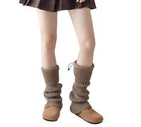 GKYQVE Jambières vintage en tricot côtelé pour femme - Couleur unie - Cordon de serrage - Chaussettes extensibles en acrylique, kaki, taille unique
