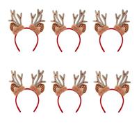 GKYQVE Lot de 6 jolis serre-têtes en forme de bois de renne en peluche sur le thème de Noël, accessoires pour cheveux pour festival, décoration de fête de Noël