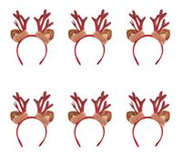 GKYQVE Lot de 6 jolis serre-têtes en forme de bois de renne en peluche sur le thème de Noël, accessoires pour cheveux pour festival, décoration de fête de Noël