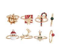 GKYQVE Lot de 8 jolies bagues de Noël en forme de rennes sur le thème des rennes pour femme