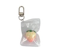 GKYQVE Pendentif en alliage de résine robuste en forme de fraise pour téléphone portable dans un sac transparent pour les amateurs de mode, taille unique, Comme décrit, Comme décrit.