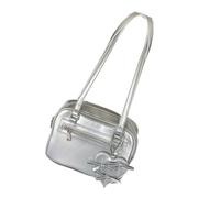 GKYQVE Petit sac à main carré tendance coréenne sophistiqué, sac à bandoulière en cuir PU, sac sous les bras pour femmes et filles, sac à main d'école japonais, Argenté., One Size