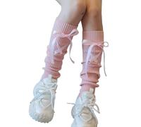 GKYQVE Style de sport pour femme - Jambières extensibles en tricot - Avec nœud - Double rayure latérale - Couvre-jambes sans pieds - Longueur genou - Chaussettes longues élégantes pour femme, a