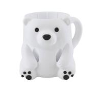 GKYQVE Support pour tasse à crème glacée en forme d'animal de dessin animé avec poignée antigel et compartiment secret pour bonbons, double cuillère support pour la maison
