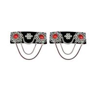 GKYQVE Vintage Inspire Mongolian Lint Hair Clip Decoration with Rhinestone and Tassels Accessory for Cultural Performance Mongolian Ethnic Hair Clip