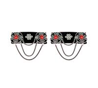 GKYQVE Vintage Inspire Mongolian Lint Hair Clip Decoration with Rhinestone and Tassels Accessory for Cultural Performance Mongolian Ethnic Hair Clip