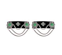 GKYQVE Vintage Inspire Mongolian Lint Hair Clip Decoration with Rhinestone and Tassels Accessory for Cultural Performance Mongolian Ethnic Hair Clip