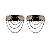 GKYQVE Vintage Inspire Mongolian Lint Hair Clip Decoration with Rhinestone and Tassels Accessory for Cultural Performance Mongolian Ethnic Hair Clip