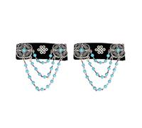 GKYQVE Vintage Inspire Mongolian Lint Hair Clip Decoration with Rhinestone and Tassels Accessory for Cultural Performance Mongolian Ethnic Hair Clip