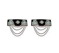 GKYQVE Vintage Inspire Mongolian Lint Hair Clip Decoration with Rhinestone and Tassels Accessory for Cultural Performance Mongolian Ethnic Hair Clip