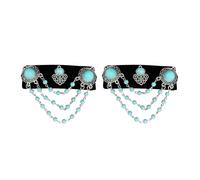 GKYQVE Vintage Inspire Mongolian Lint Hair Clip Decoration with Rhinestone and Tassels Accessory for Cultural Performance Mongolian Ethnic Hair Clip