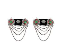 GKYQVE Vintage Inspire Mongolian Lint Hair Clip Decoration with Rhinestone and Tassels Accessory for Cultural Performance Mongolian Ethnic Hair Clip