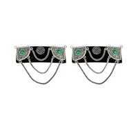 GKYQVE Vintage Inspire Mongolian Lint Hair Clip Decoration with Rhinestone and Tassels Accessory for Cultural Performance Mongolian Ethnic Hair Clip