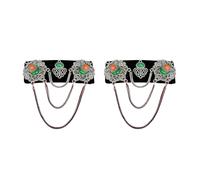 GKYQVE Vintage Inspire Mongolian Lint Hair Clip Decoration with Rhinestone and Tassels Accessory for Cultural Performance Mongolian Ethnic Hair Clip