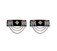 GKYQVE Vintage Inspire Mongolian Lint Hair Clip Decoration with Rhinestone and Tassels Accessory for Cultural Performance Mongolian Ethnic Hair Clip