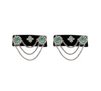GKYQVE Vintage Inspire Mongolian Lint Hair Clip Decoration with Rhinestone and Tassels Accessory for Cultural Performance Mongolian Ethnic Hair Clip