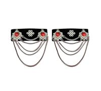 GKYQVE Vintage Inspire Mongolian Lint Hair Clip Decoration with Rhinestone and Tassels Accessory for Cultural Performance Mongolian Ethnic Hair Clip