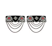 GKYQVE Vintage Inspire Mongolian Lint Hair Clip Decoration with Rhinestone and Tassels Accessory for Cultural Performance Mongolian Ethnic Hair Clip