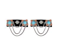 GKYQVE Vintage Inspire Mongolian Lint Hair Clip Decoration with Rhinestone and Tassels Accessory for Cultural Performance Mongolian Ethnic Hair Clip